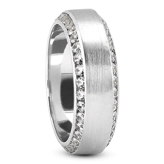 Men's Diamond Wedding Ring Round Cut 8mm in Platinum Side View