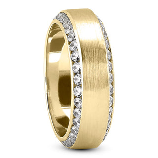 Men's Diamond Wedding Ring Round Cut 8mm in 18K Yellow  Gold Side View
