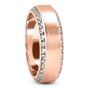 Men's Diamond Wedding Ring Round Cut 8mm in 18K Rose Gold Side View
