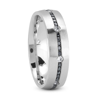 Men's Eternity Black Diamond Wedding Ring in Platinum