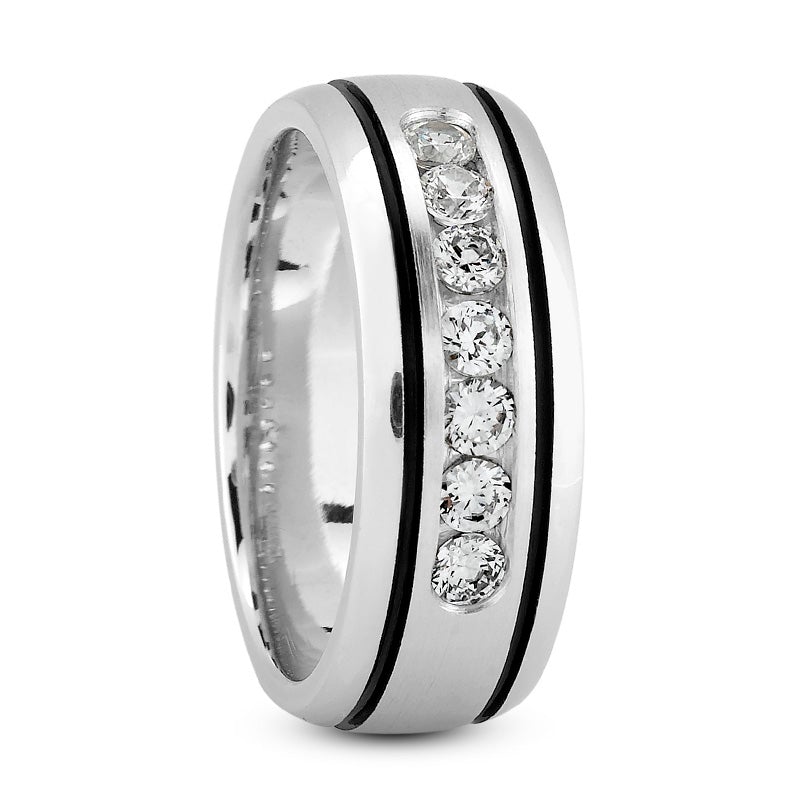 Men's Eternity Diamond Wedding Ring 8mm Channel Set 14K Gold Size 12 14K White Gold - Men Diamond Wedding Bands - Mike Nekta NYC - Nekta New York