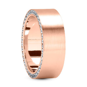 Men's Diamond Wedding Ring Round Cut 9mm Comfort Fit in 14K Rose Gold Side View