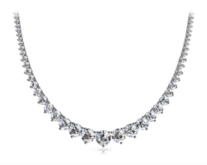 Diamond Rivera Graduated Necklace Round Shape 25 Carat Necklace in 18k White Gold Front View